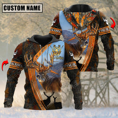 Maxcorners Majestic Deer Hunting Leather Pattern Custom Name Shirt 3D All Over Printed Clothes (4 Colors)