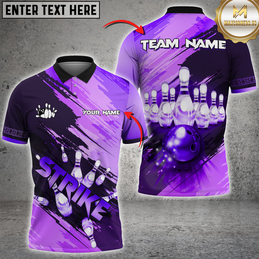 Maxcorners Strike Bowling Jersey Multicolor Customized Name, Team Name 3D Polo Shirt