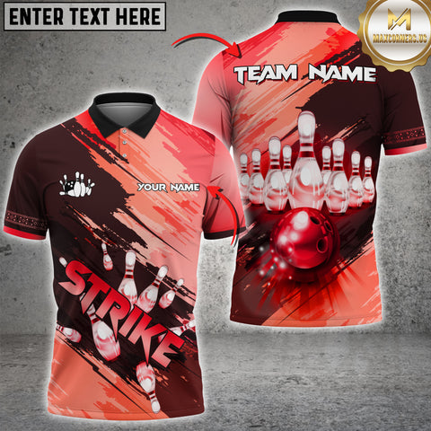 Maxcorners Strike Bowling Jersey Multicolor Customized Name, Team Name 3D Polo Shirt