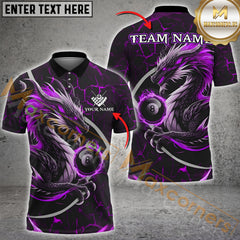 Maxcorners Personalized Fiery Crack Pattern Dragon Multicolor Billiard Shirts For Men, Team League Billiard Jerseys