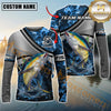 Maxcorners Fishing Grey Diagonal Stripe & Blue Flame Water Splash Personalized Name, Team Name 3D Long Sleeve Shirt (Mahi-mahi, Tuna, Chinook, Marlin, Striped Bass, Salmon)