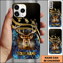Maxcorners Golden Deer Hunting Camouflage Personalized Name Phone Case (4 colors)