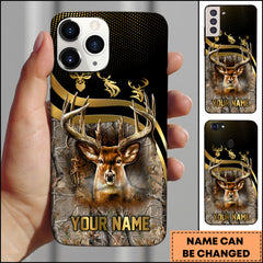 Maxcorners Golden Deer Hunting Camouflage Personalized Name Phone Case (4 colors)