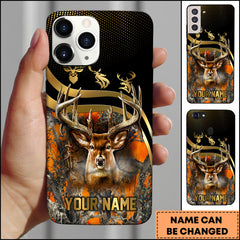 Maxcorners Golden Deer Hunting Camouflage Personalized Name Phone Case (4 colors)