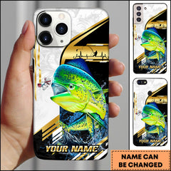 Maxcorners Mahi-Mahi Fishing Hook Graphic & Jumping Fish Art Personalized Name Phone Case
