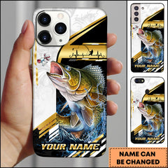 Maxcorners Walleye Fishing Hook Graphic & Jumping Fish Art Personalized Name Phone Case