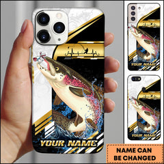 Maxcorners Salmon Fishing Hook Graphic & Jumping Fish Art Personalized Name Phone Case