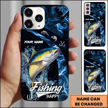 Maxcorners Yellowfin Tuna Fishing Deep Sea Motion Wave Personalized Name Phone Case