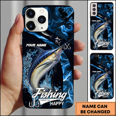 Maxcorners Marlin Fishing Jumping Fish Ocean Wave Art Personalized Name Phone Case
