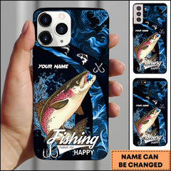 Maxcorners Rainbow Trout Fishing Colorful Freshwater Splash Art Personalized Name Phone Case
