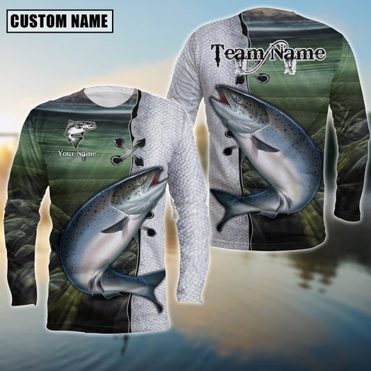 Maxcorners Salmon Predator Angler Sun Protection Personalized Name, Team Name Long Sleeve Shirt