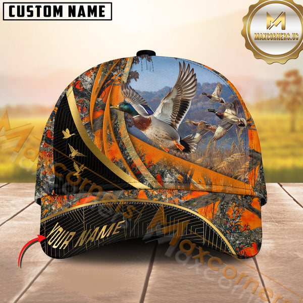 Maxcorners Golden Hunting Orange Camouflage Personalized Name 3D Cap (Multioption)