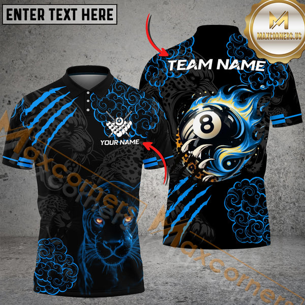 Maxcorners Billiard Flaming Panther 8 Ball-Pool Multicolor Customized Name, Team Name 3D Shirts
