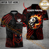 Maxcorners Billiard Flaming Panther 8 Ball-Pool Multicolor Customized Name, Team Name 3D Shirts