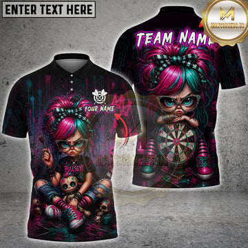 Maxcorners Dart Gothic Doll Bullseye Punk Design Personalized Name 3D Unisex Shirt