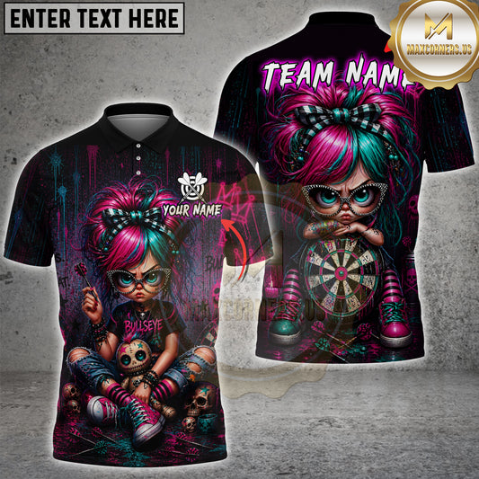 Maxcorners Dart Gothic Doll Bullseye Punk Design Personalized Name 3D Unisex Shirt