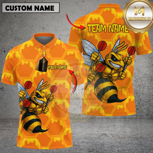 Maxcorners Darts Bee Sting Customized Name, Team Name 3D Shirt For Women