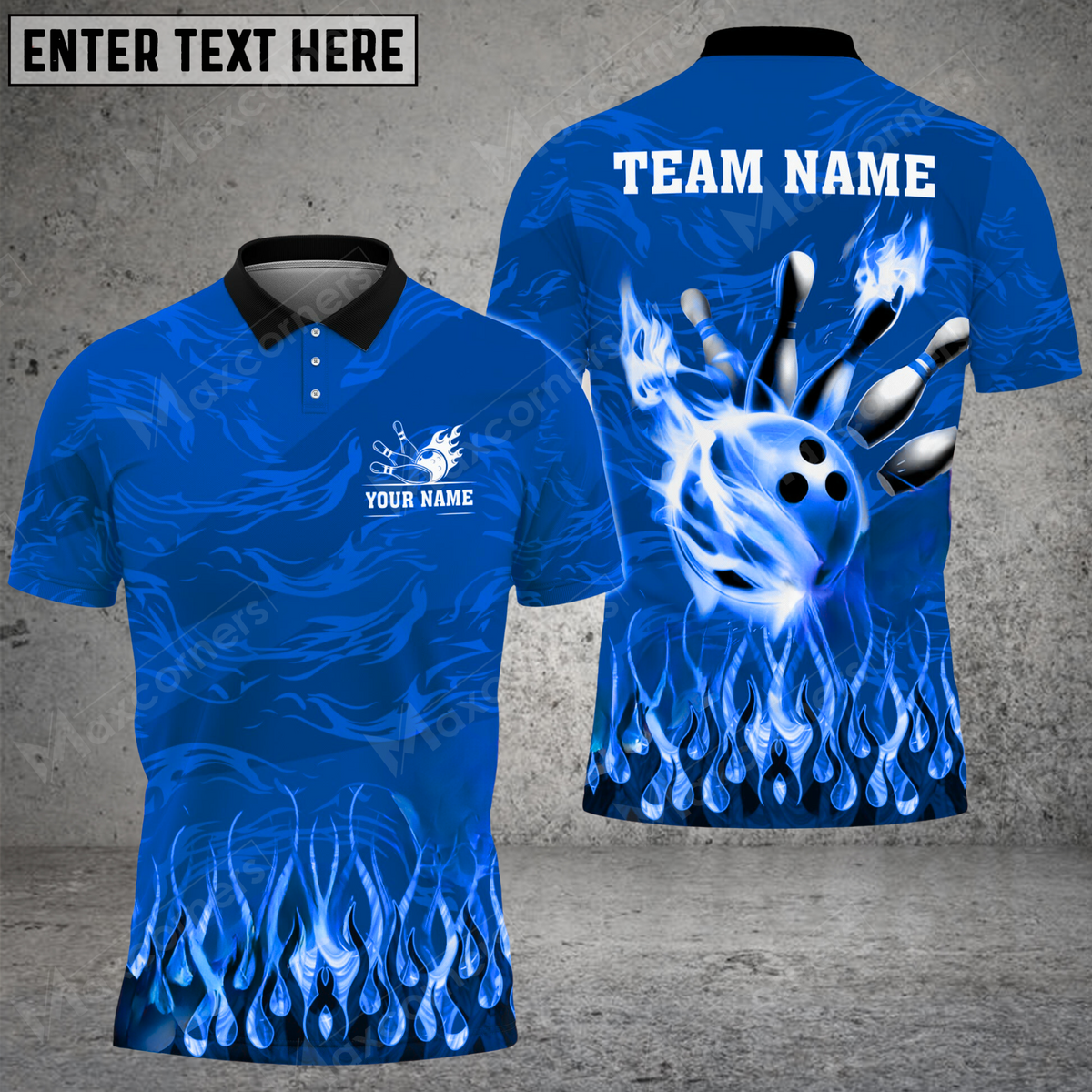 Maxcorners Fireball Magic Bowling Jersey Multicolor Option Customized Name, Team Name 3D Polo Shirt