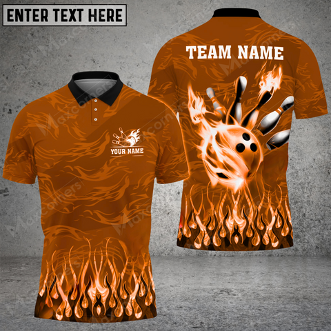 Maxcorners Fireball Magic Bowling Jersey Multicolor Option Customized Name, Team Name 3D Polo Shirt