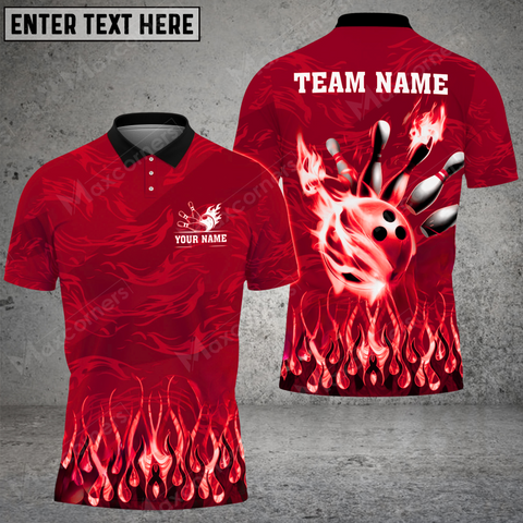 Maxcorners Fireball Magic Bowling Jersey Multicolor Option Customized Name, Team Name 3D Polo Shirt