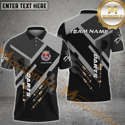 Maxcorners Darts Arrow For Team Design Customized Name, Team Name 3D Polo Shirt For D Mow