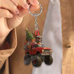 Maxcorners Personalized Funny Deer Truck Acrylic Christmas Ornament - Custom Name Gift for Hunters & Outdoor Lovers LM0411
