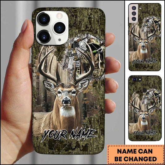 Maxcorners Deer Hunter Camo Personalized 3D Phone Case (4 colors)