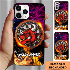 Maxcorners Darts Angry Bull Fire Lightning Team Logo Personalized Name 3D Phone Case