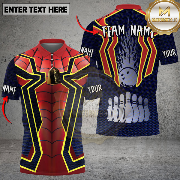 Maxcorners Bowling Flaming Ball Spider Style Personalized Name 3D Unisex Shirt