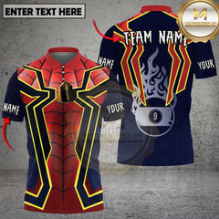 Maxcorners Billiards 9 Ball Spider Style Personalized Name 3D Unisex Shirt