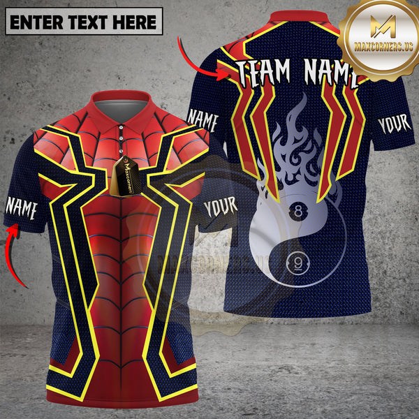 Maxcorners Billiards Yin Yang Spider Style Personalized Name 3D Unisex Shirt