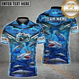 Maxcorners Shark Bowling Jersey Customized Name, Team Name 3D Polo Shirt