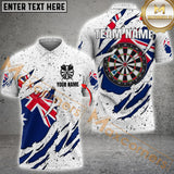 Maxcorners White Grunge Australian Flag Darts Jersey Customized Name, Team Name 3D Polo Shirt