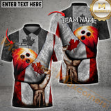 Maxcorners Canadian Flag Bowling Jersey Customized Name, Team Name 3D Polo Shirt