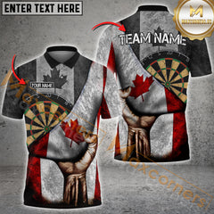 Maxcorners Canadian Flag Darts Jersey Customized Name, Team Name 3D Polo Shirt