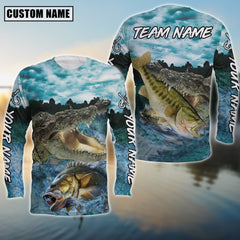 Maxcorners Bass Fishing Predator'S Grip Angler Sun Protection Personalized Name, Team Name 3D Long Sleeve Shirt