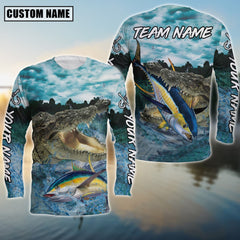 Maxcorners Tuna Fishing Predator'S Grip Angler Sun Protection Personalized Name, Team Name 3D Long Sleeve Shirt