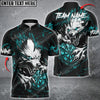 Maxcorners Personalized Wolf Lightning Darts Polo & Quarter Zip Custom Men Dart Shirts Darts Jersey |Turquoise