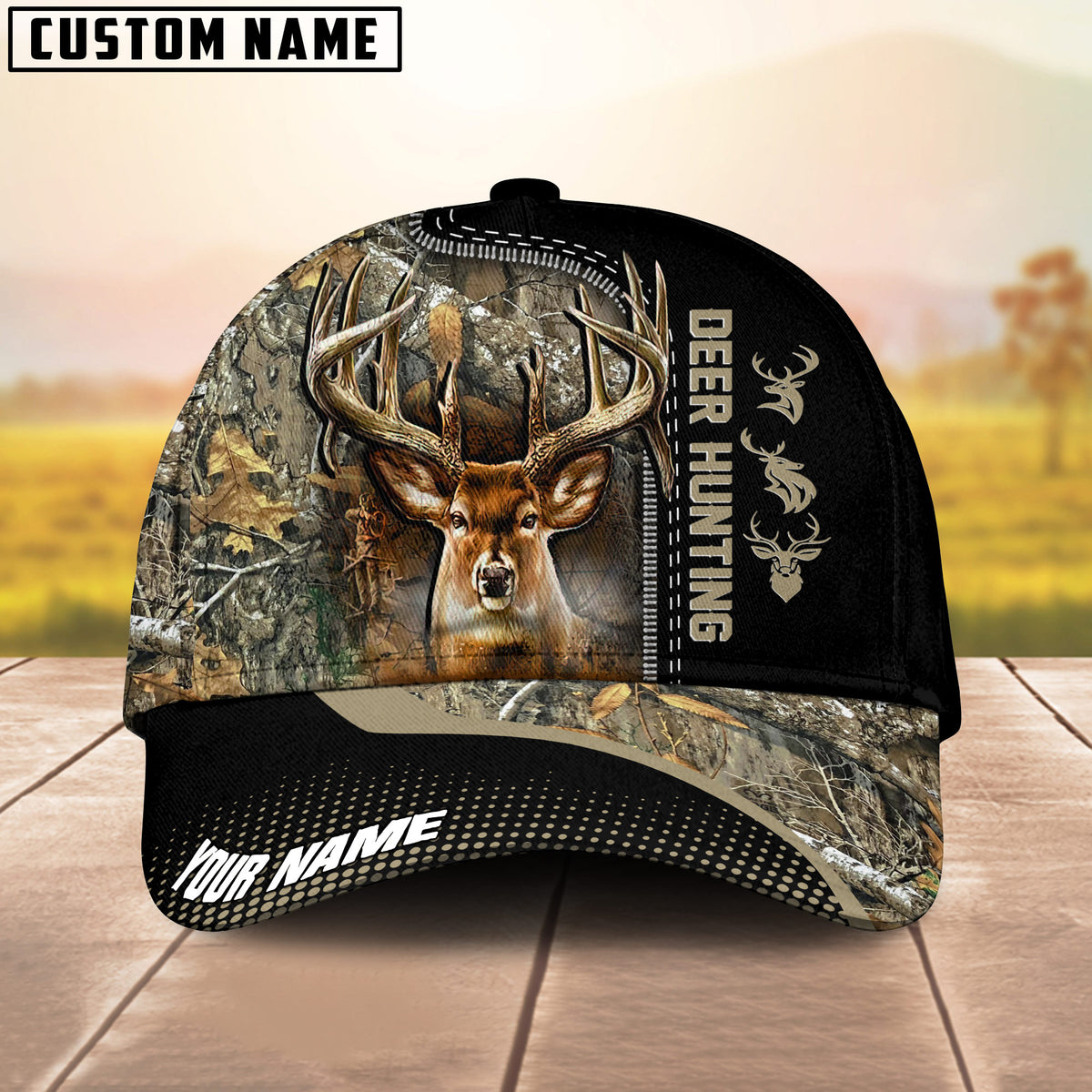 Maxcorners Hunting Deer Camouflage Multicolor Personalized Name 3D Cap