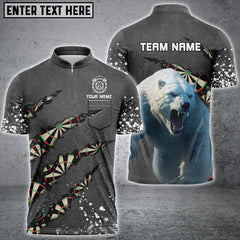 Maxcorners Darts Polar Bear Customized Name, Team Name 3D Polo Shirt