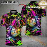 Maxcorners 8 Ball, 9 Ball Graffiti Splash Paint Billiard Jersey Personalized Name, Team Name 3D Polo Shirt