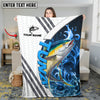 Maxcorners Walleye Fishing White Blue Lava Sun Protection Personalized Name 3D Blanket