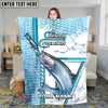 Maxcorners Mahi-Mahi Fishing Blue Line Skin Fish Pattern Sun Protection Personalized Name 3D Blanket