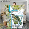 Maxcorners Mahi-Mahi Fishing Blue Line Skin Fish Pattern Sun Protection Personalized Name 3D Blanket