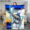 Maxcorners Mahi-Mahi Fishing Blue Line Skin Fish Pattern Sun Protection Personalized Name 3D Blanket