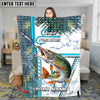 Maxcorners Mahi-Mahi Fishing Blue Line Skin Fish Pattern Sun Protection Personalized Name 3D Blanket
