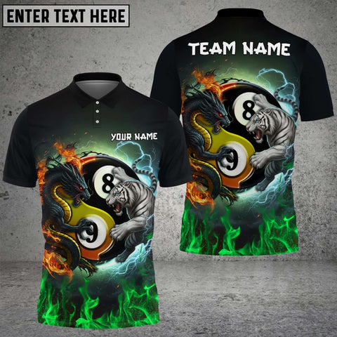 Maxcorners Billiard Black And White Dragon Couple Multicolor Options Personalized Name, Team Name 3D Shirt For Arther