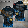 Maxcorners Billiard Grim Reaper Flaming Pool Multicolor Options Personalized Name, Team Name 3D Polo Shirt