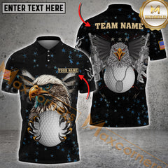 Maxcorners Golf Patriotic Eagle Multicolor Option Customized Name, Team Name 3D Polo Shirt