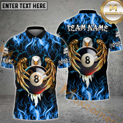 Maxcorners Billiard Ball 8 Pool Fire Eagle Multicolor Options Personalized Name, Team Name 3D Shirt